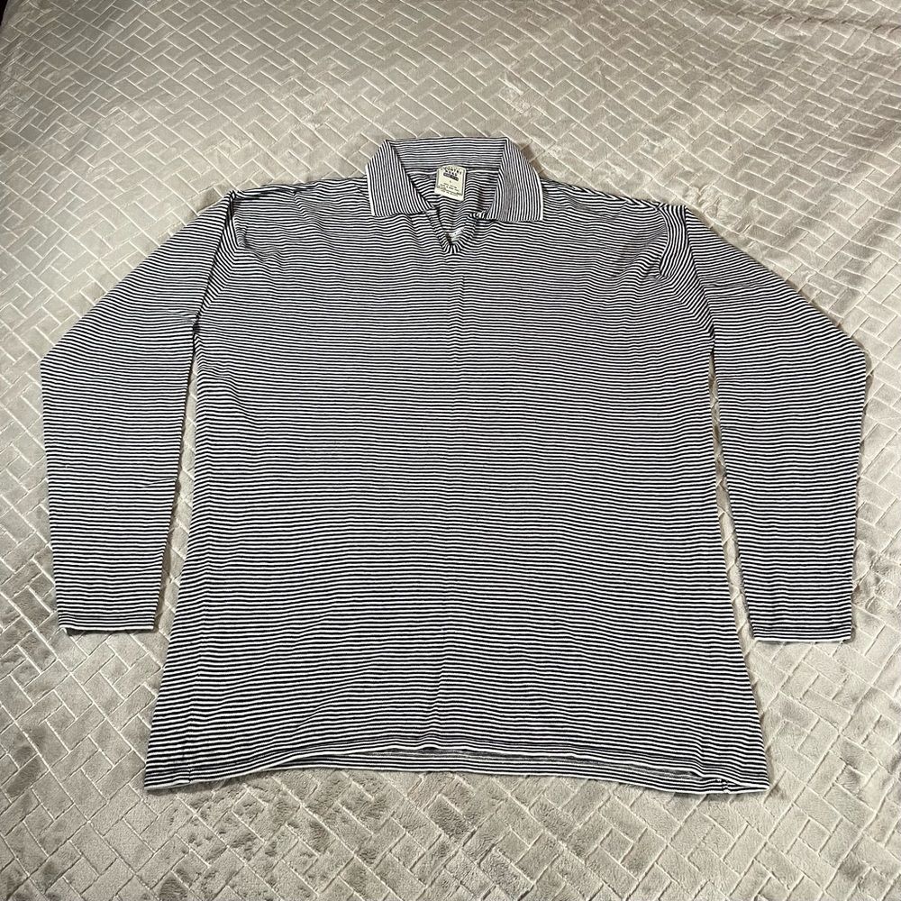 Country Road Work Wear Mens Large Striped Casual Collared Long Sleeve T Shirt